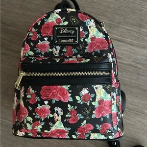 Loungefly Beauty and the Beast pattern small backpack
